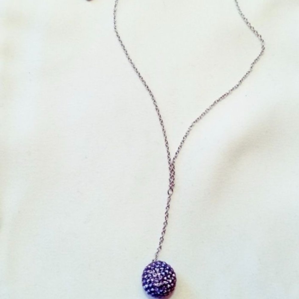 Swarovski Elements Of Love Y Ball Necklace With Purple Swarovski Crystals